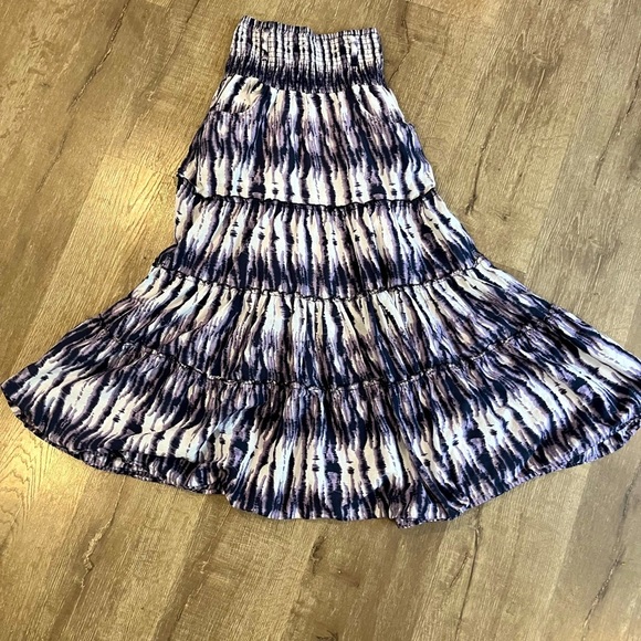Maxi broom crinkle stick skirt Womens boho maxi skirt tiered ruffle size… - Picture 1 of 7